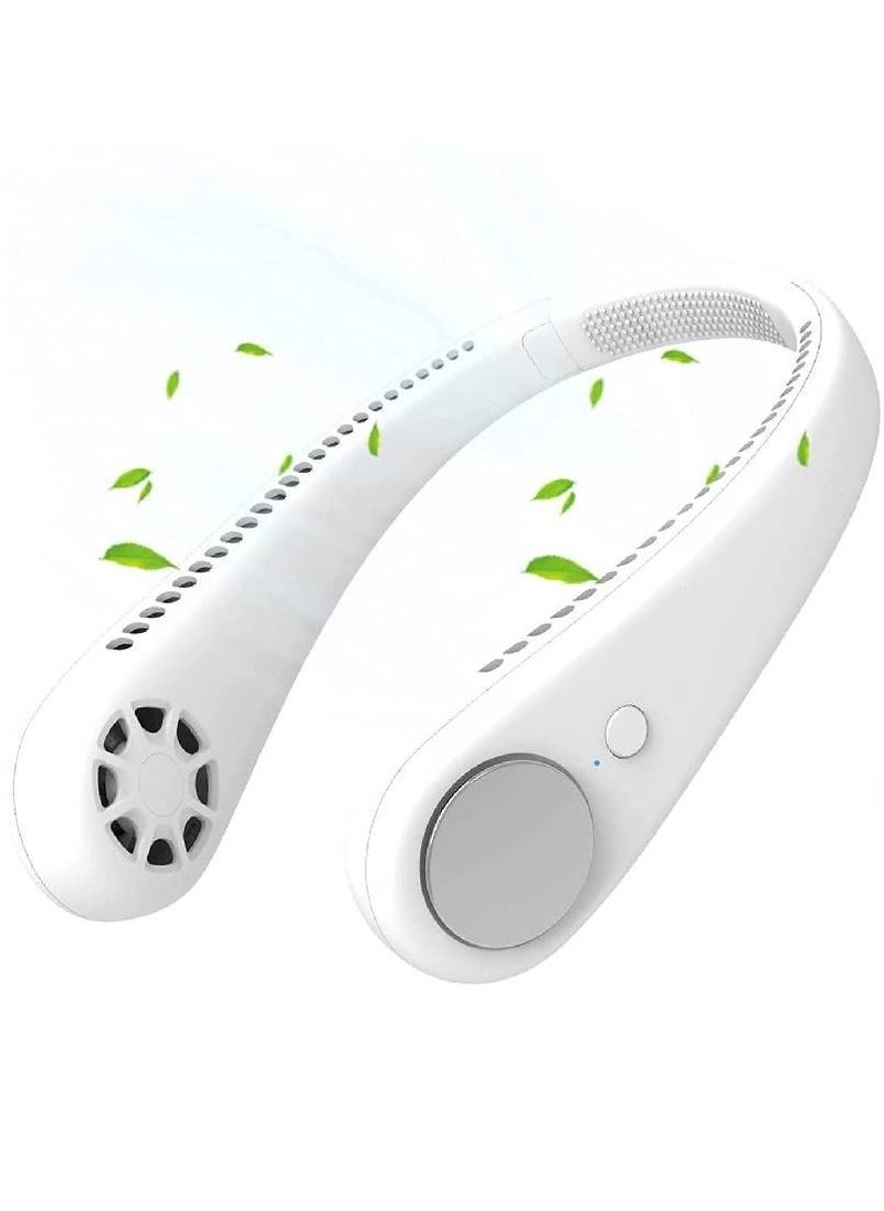 Generic Portable Neck Fan 3 Speeds/Natural Wind Mode/Angle Adjustable/Hand-free Neck Fan For Both Outdoor & Indoor Use (White)  - Image 1