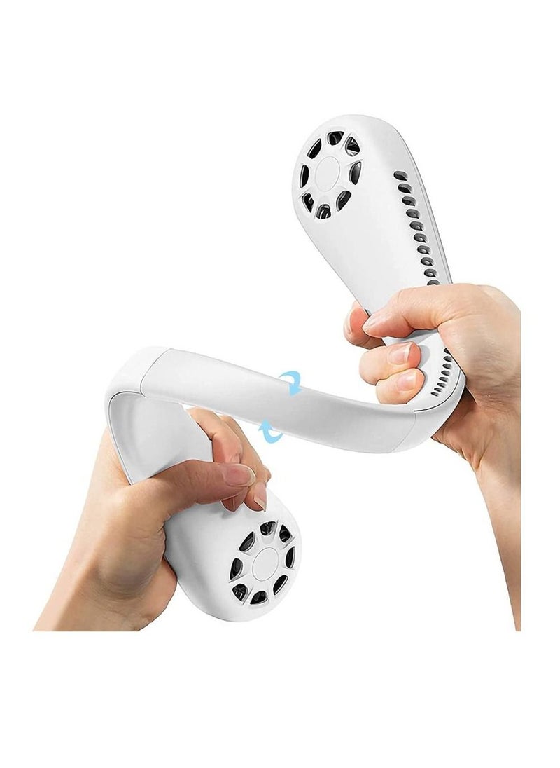 Generic Portable Neck Fan 3 Speeds/Natural Wind Mode/Angle Adjustable/Hand-free Neck Fan For Both Outdoor & Indoor Use (White)  - Image 3