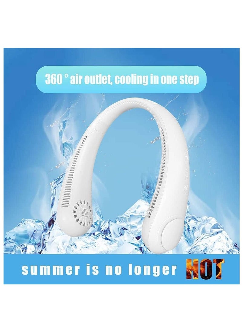 Generic Portable Neck Fan 3 Speeds/Natural Wind Mode/Angle Adjustable/Hand-free Neck Fan For Both Outdoor & Indoor Use (White)  - Image 4