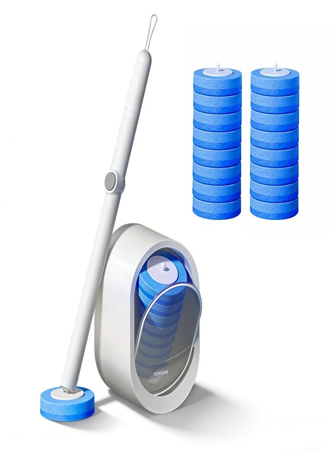 SOPAMI Disposable Toilet Cleaning System - Toilet Wand Kit with 16 High-Performance Refills, Wall Mounted Toilet Brush and Holder for Deep Cleaning Bathroom - Image 2