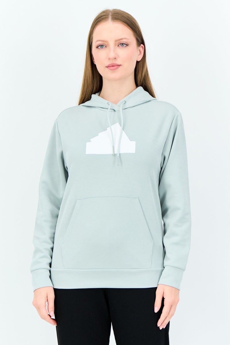 Adidas هودي خارجي طويل الأكمام للنساء، لون أخضر مريمي - Image 1