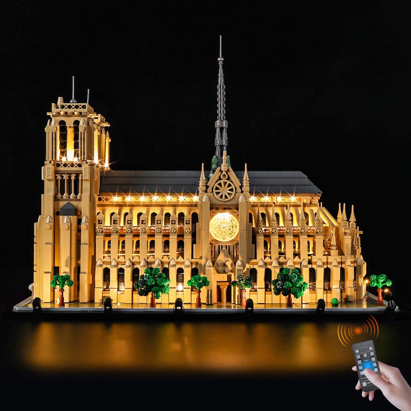 BrickSoul Advanced RC Light Kit for Lego 21061 Architecture NotreDame de Paris Building Set Upgraded Wireless ONOff Dimming Zonal Lighting with Hidden Cable Tech 21061 Set NOT Included - Image 3