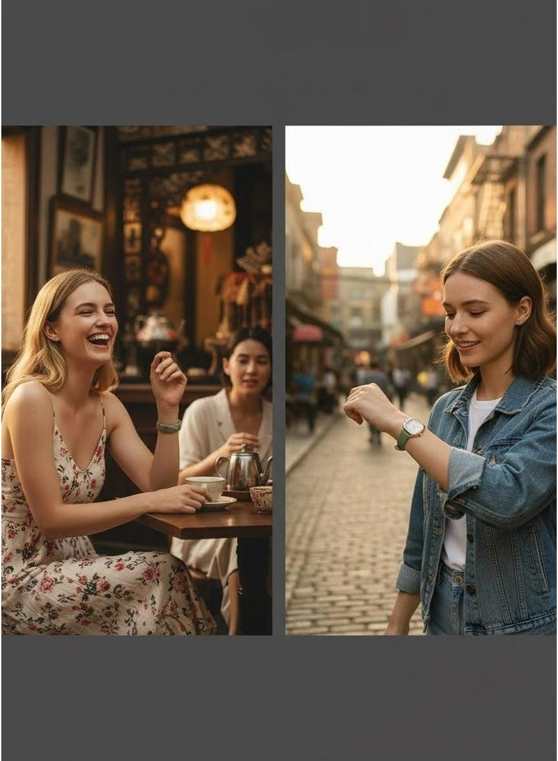 جميل ساعة نسائية عتيقة، ساعة معصم عصرية للنساء، خيار ممتاز كهدية تذكارية للنساء/الفتيات، باللون الأخضر - Image 2