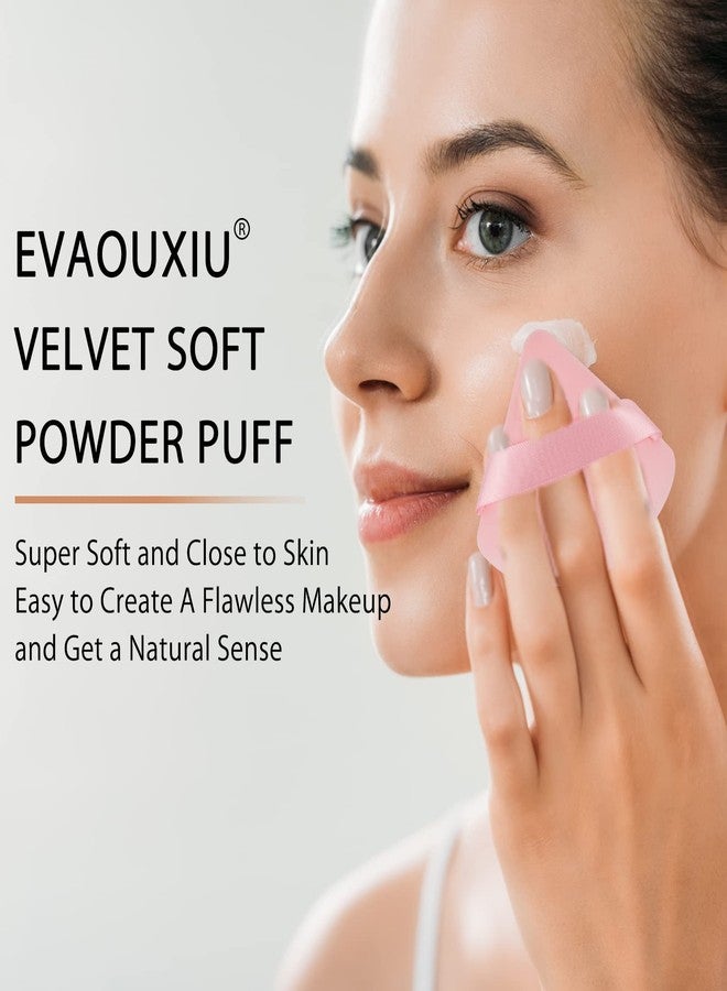 EVAOUXIU 2 Pcs Triangle Powder Puff for Face Powder, Soft Plush Setting Powder Puff, Velour Cosmetic Foundation Blender Sponge Beauty Makeup Tools (Pink) - Image 2