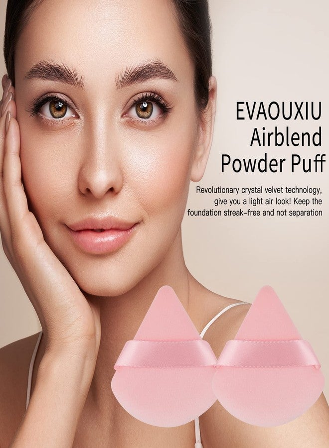 EVAOUXIU 2 Pcs Triangle Powder Puff for Face Powder, Soft Plush Setting Powder Puff, Velour Cosmetic Foundation Blender Sponge Beauty Makeup Tools (Pink) - Image 4