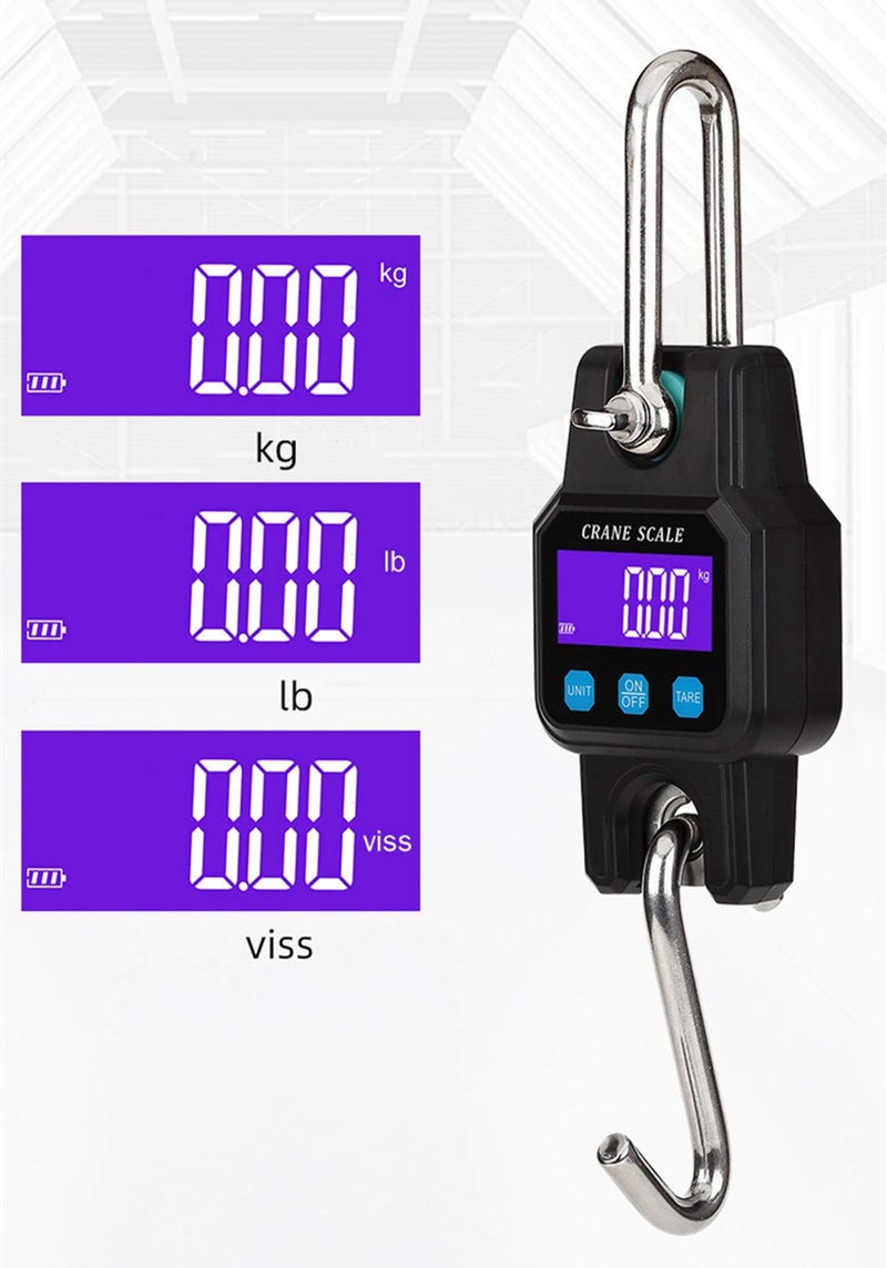 Klau Portable Rechargeable 300 kg / 600 lb Heavy Duty Digital Crane Scale LCD Display with Backlight Black for Home Farm Hunting Outdoor - Image 4