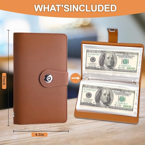 SUSOYAOCHEN 100 Envelope Challenge Binder with Lock, Savings Challenges Book with Envelopes,Envelopes Money Saving Challenge Savings Binder Successfully Reach Your Savings Goals (Brown A) - Image 2