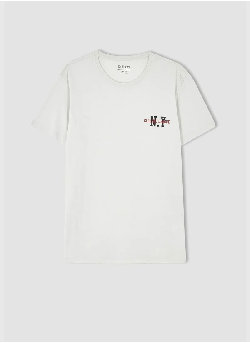 DeFacto Slim Fit Short Sleeve Printed T-Shirt