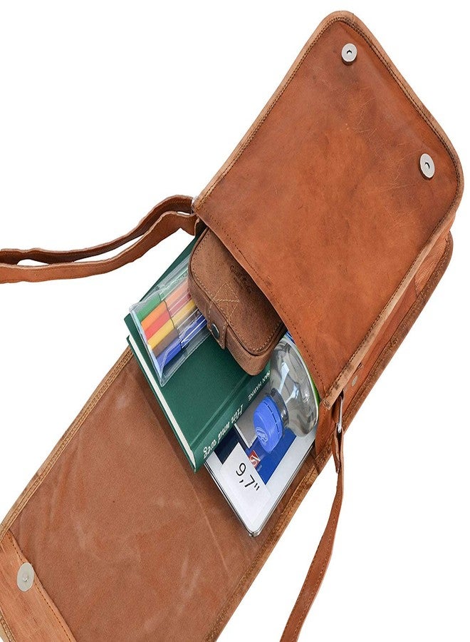 RSN Unisex Leather Bags and Backpacks For College, Travelling, Camping, Cycling and Hiking - Brown - Size: LxBxH - 11x9x3 inches - Image 3