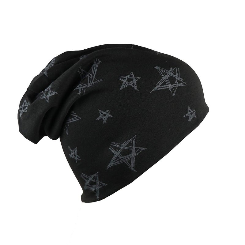 iSWEVEN Men's Women's Unisex Cotton Blended Slouchy Summer Skull Beanie Cap (Black, Free Size) - Image 5