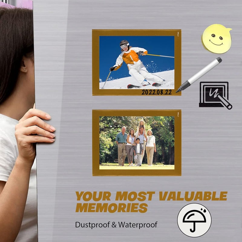 STTMGN Magnetic Picture Frames(4"X6",10 Pack) with Golden Border,Magnet Photo Frame Pockets/Postcard Holder,Decorations for Home refrigerator/Office Whiteboard/school Locker/Classroom/Party - Image 3