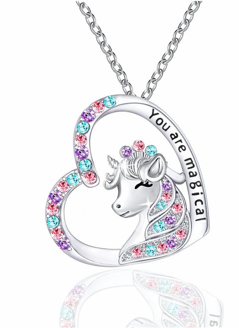 Magical Necklace for Girls Crystal Heart Pendant Necklaces Jewelry Gifts for Girls Daughter Granddaughter Niece Birthday