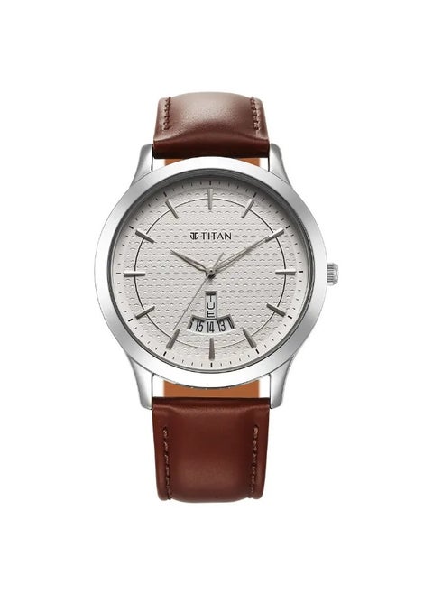 Men's Analog Round Shape Leather Wrist Watch - 1825SL15 - 47.3 Mm