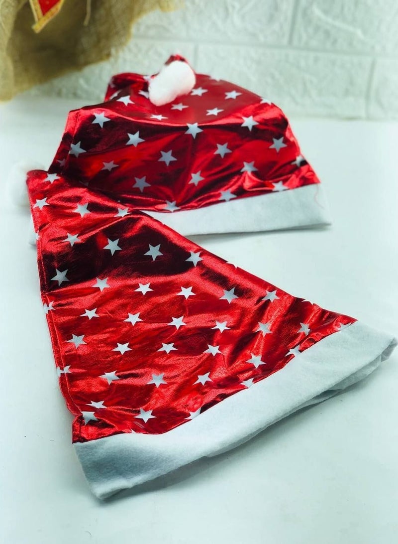 Christmas 2025 All Christmas Accessories Tarator Hat Red Leather in Stars and Snow Material Shiny Leather  in Cotton Size: 38 cm - Image 2