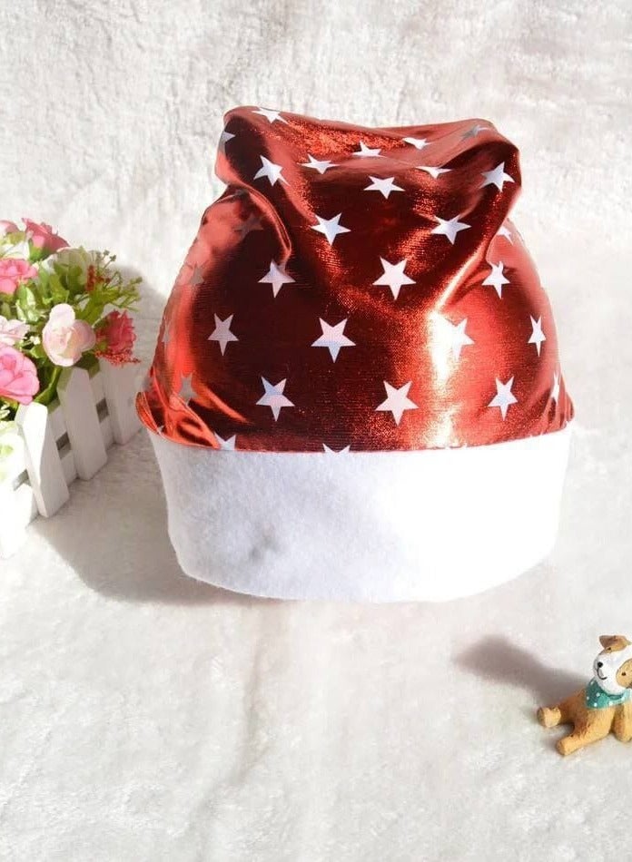 Christmas 2025 All Christmas Accessories Tarator Hat Red Leather in Stars and Snow Material Shiny Leather  in Cotton Size: 38 cm - Image 4