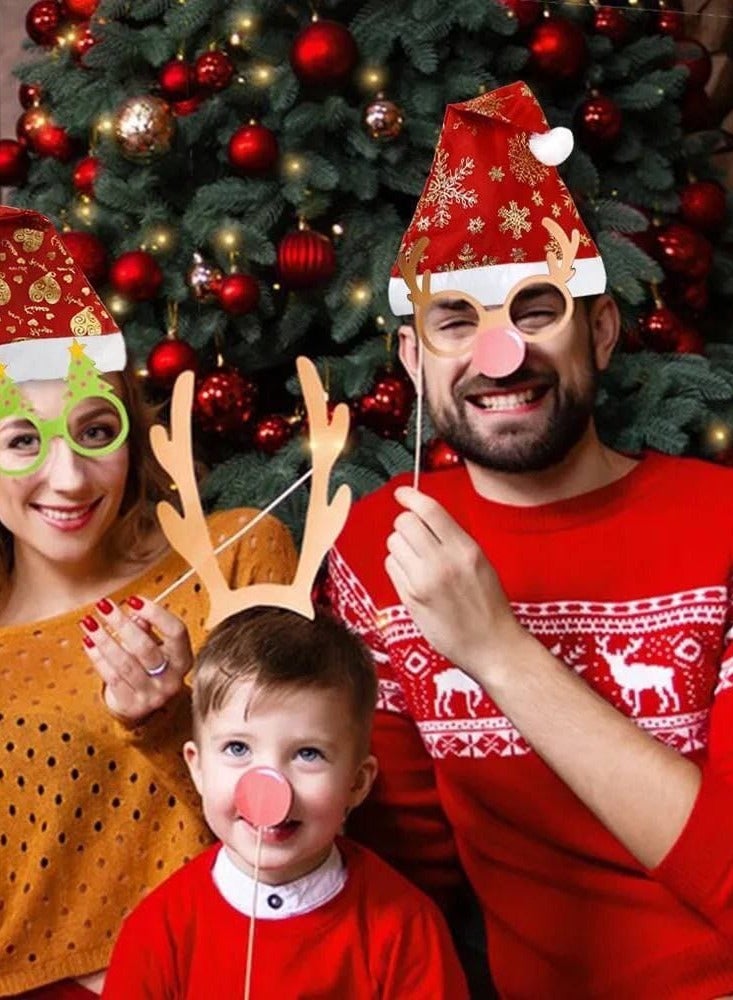 Christmas 2025 All Christmas Accessories Tarator Hat Red Leather in Stars and Snow Material Shiny Leather  in Cotton Size: 38 cm - Image 5