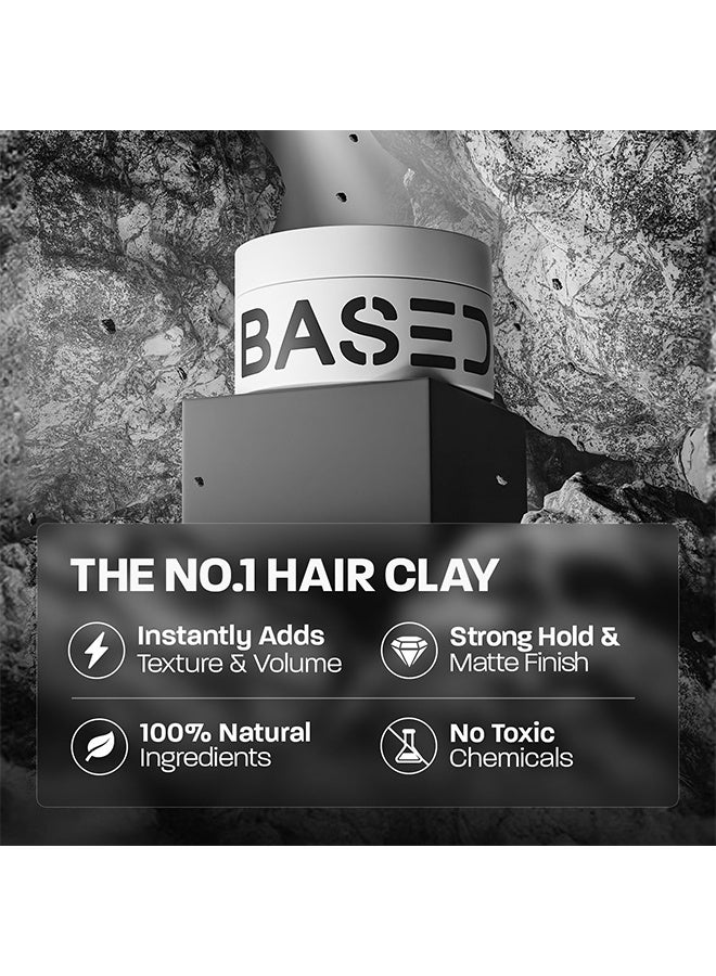 Based Bodyworks Hair Clay For Men, Premium Hair Clay With Strong Hold, Texturizing Finish & Zero Shine, Styling Clay For Medium, Thick, Straight, Or Wavy Hair, Santal Sandalwood Fragrance (3oz Pack Of 1) - Image 2