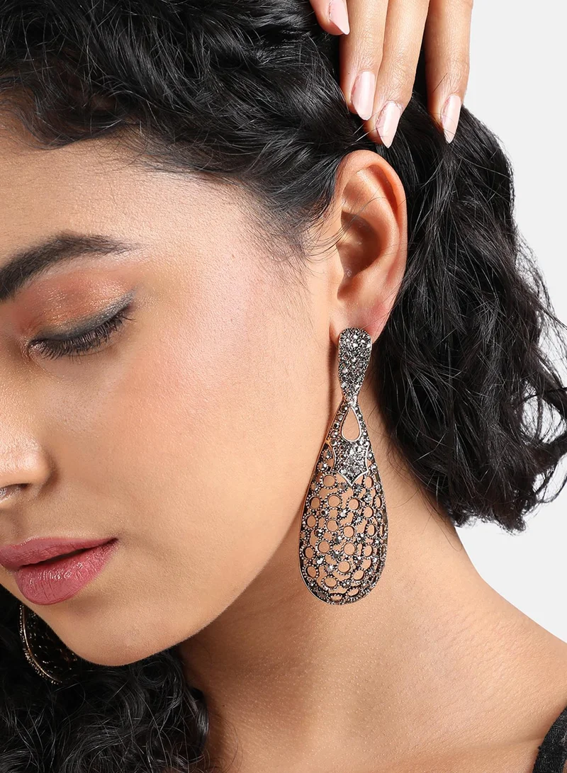 SOHI Intricate Crystal Cluster Teardrop Artificial Drop Earring Jewellery
