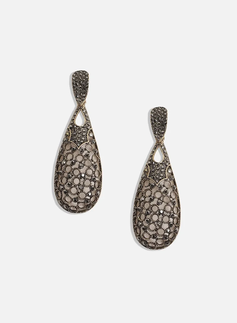 SOHI Intricate Crystal Cluster Teardrop Artificial Drop Earring Jewellery