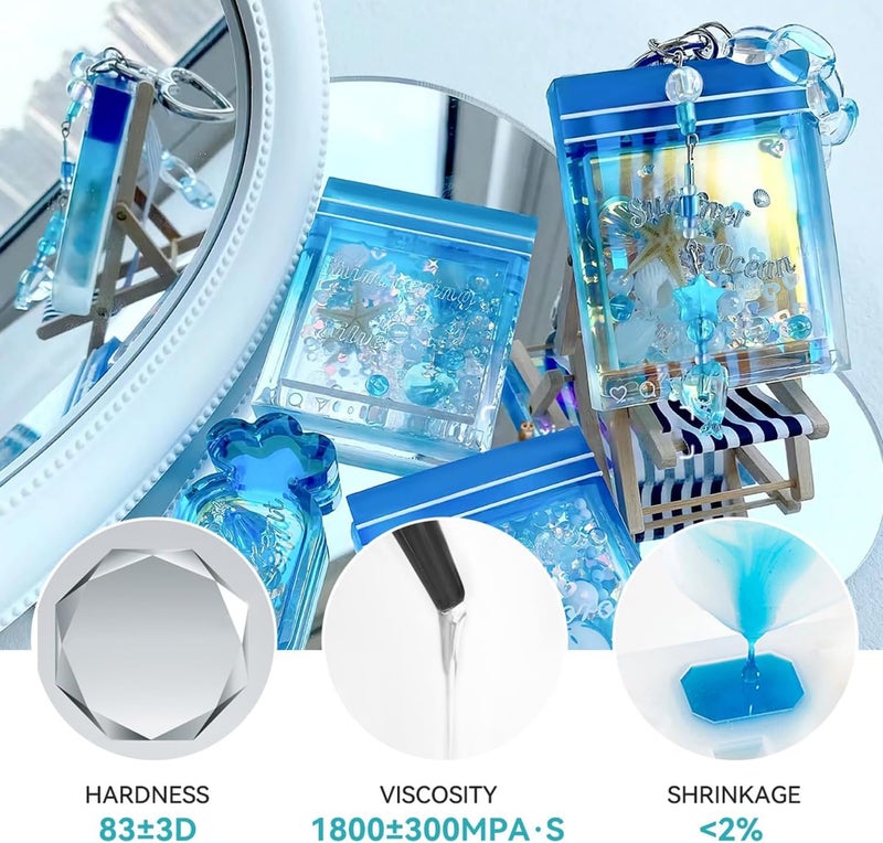 إكسفور غراء إيبوكسي صلب مقاوم للأشعة فوق البنفسجية، 100 جرام، شفاف كريستالي مطور، قليل الرائحة، سريع الجفاف، مناسب لصنع المجوهرات، الحرف اليدوية، زينة عيد الميلاد، مجموعة من قطعتين - Image 4