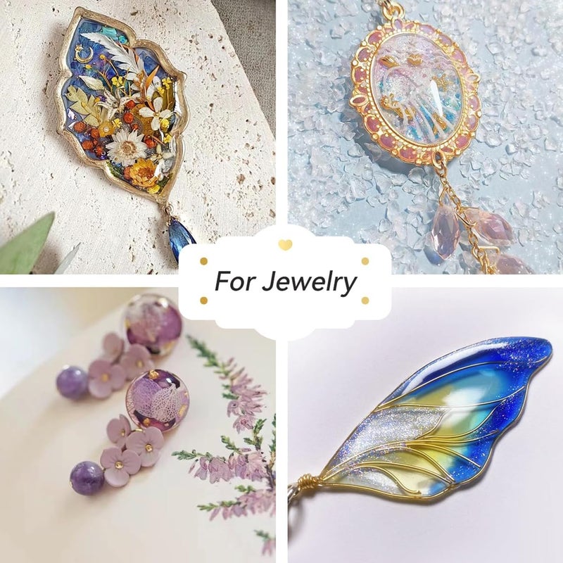 إكسفور غراء إيبوكسي صلب مقاوم للأشعة فوق البنفسجية، 100 جرام، شفاف كريستالي مطور، قليل الرائحة، سريع الجفاف، مناسب لصنع المجوهرات، الحرف اليدوية، زينة عيد الميلاد، مجموعة من قطعتين - Image 5