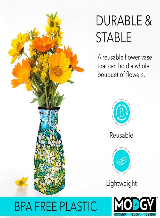 MODGY Expandable Flower Vase Plastic Decorative Modern Vases for Flowers Centerpieces Dining Table Decor Living Room Bathroom Wedding Office, Louis C. Tiffany Field of Lilies - Image 3