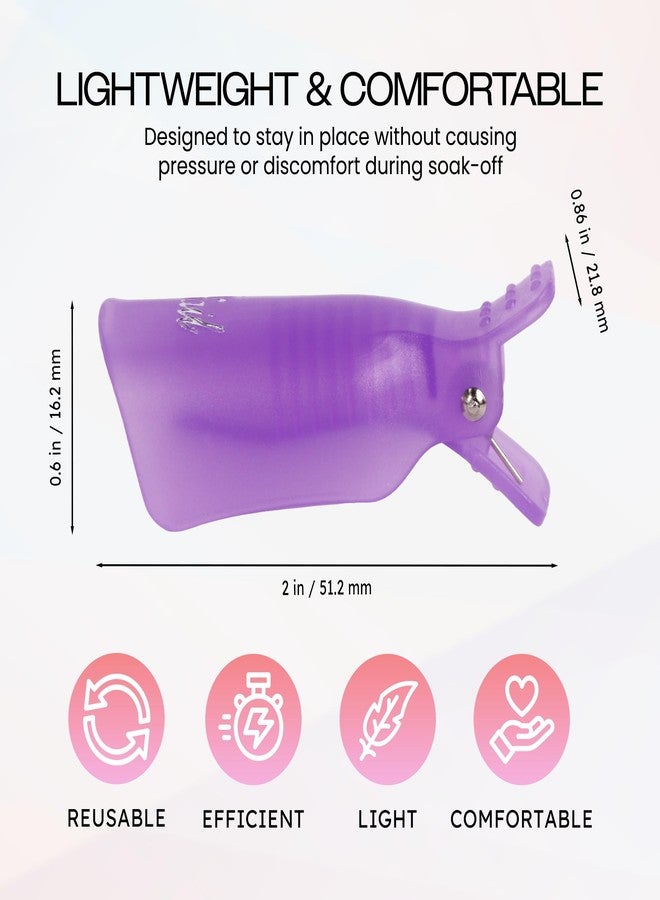 PANA Reusable Plastic Acrylic Nail Art Soak Off Cap Clip UV Gel Polish Remover Cap Clips Manicure Tool (Purple No Bow Design - 10pc per Pack) - Image 3