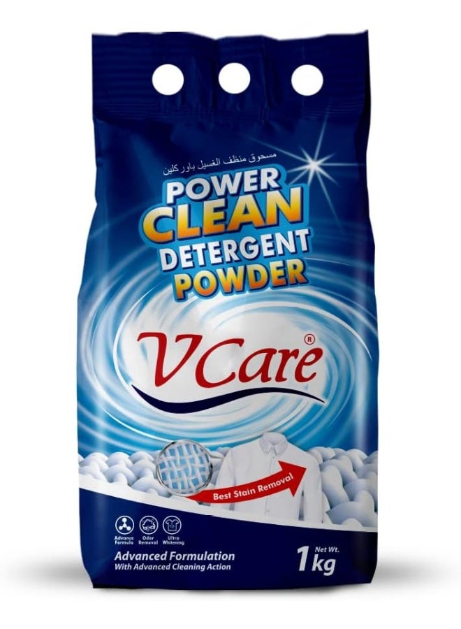 VCare مسحوق منظف الغسيل باور كلين - إزالة البقع بسهولة - يزيل الروائح ويوفر تبييضًا فائقًا مع رائحة منعشة - 1 كجم - Image 1