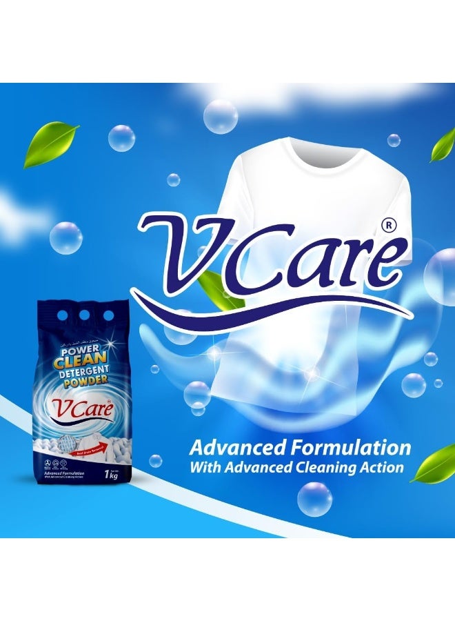 VCare مسحوق منظف الغسيل باور كلين - إزالة البقع بسهولة - يزيل الروائح ويوفر تبييضًا فائقًا مع رائحة منعشة - 1 كجم - Image 4
