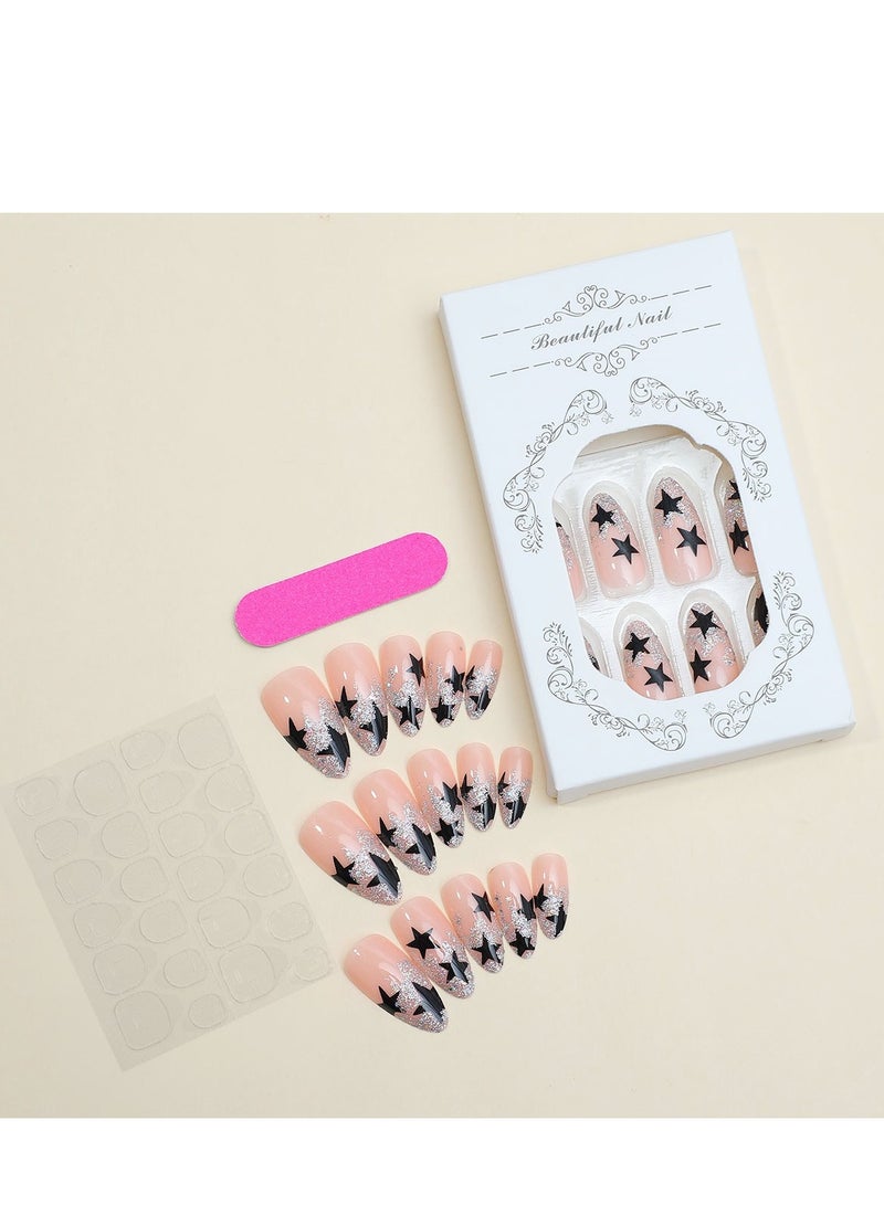 Captaintech French Tip Press On Nails - Package Soft Gel French Fake Nails Short, Salon-quality Press On Nails, Seamless Glue-on Nails for Woman Nail Art Manicure - Image 4