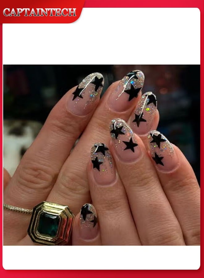 Captaintech French Tip Press On Nails - Package Soft Gel French Fake Nails Short, Salon-quality Press On Nails, Seamless Glue-on Nails for Woman Nail Art Manicure - Image 1