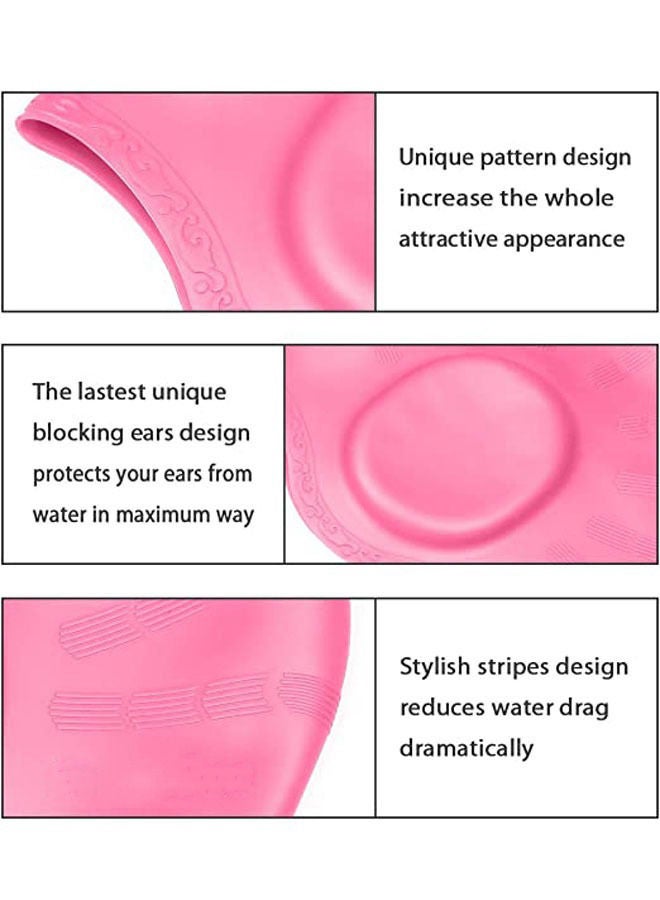 روك بو قبعة السباحة Rock Pow ، قبعة السباحة لشعر طويل ومضادة للضباب وحماية من الأشعة فوق البنفسجية للأطفال البالغين مع مشبك الأنف مجموعات سدادات الأذن - Image 3