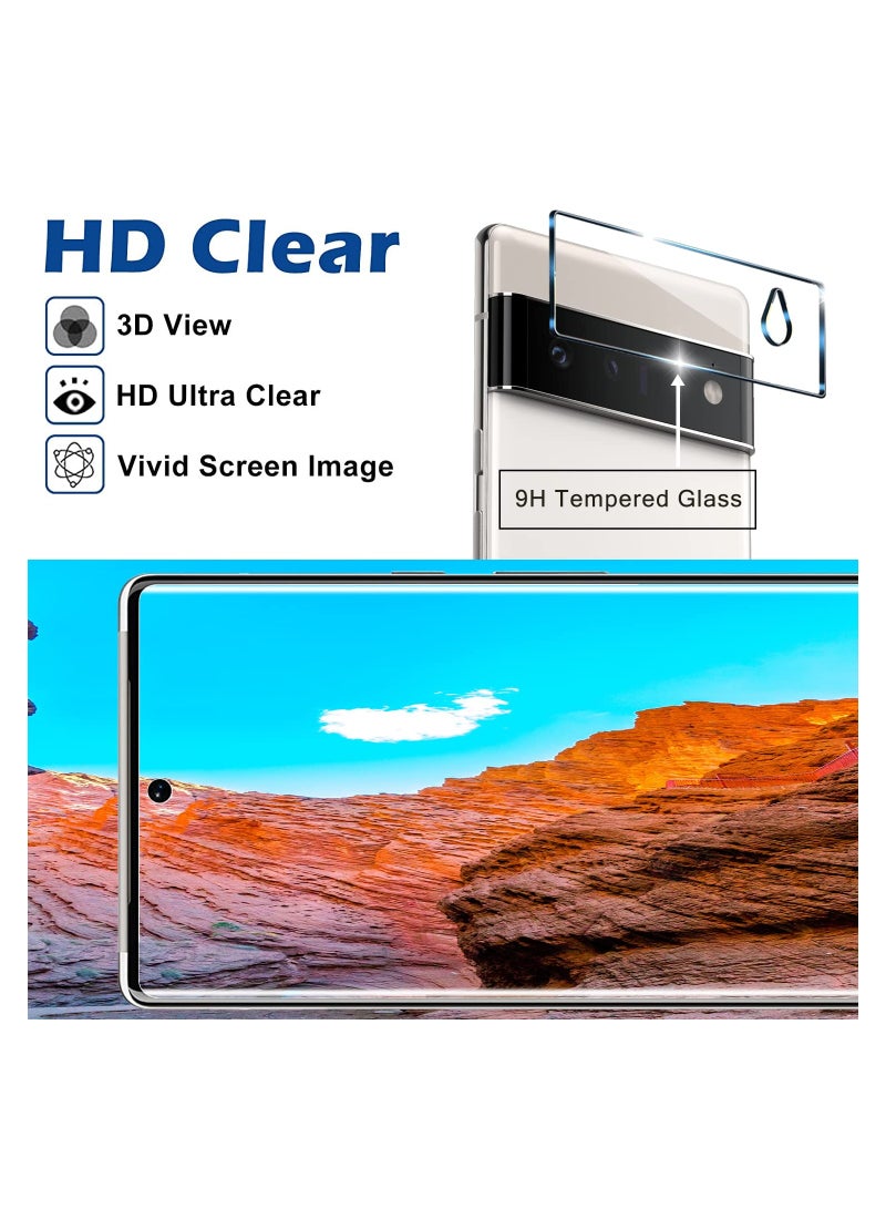 SOLARAE Screen Protector, 9H Tempered Glass, Ultrasonic Fingerprint Compatible, 3D Curved, HD Clear Scratch Resistant Fit for Google Pixel 6 Pro 5G Glass Screen Protector(2Screen Protector+2Camera Lens Film) - Image 4