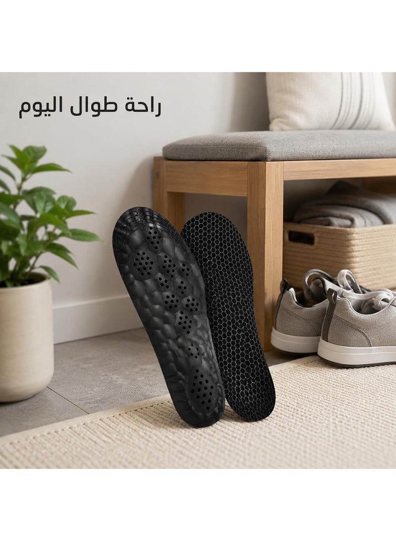 Tishta Medical Silicone Insole for Men - Memory Foam with Massage Pads and Ventilation - Cut-to-Size (41-46) - (Black-Black) - (1 Pair) - Image 2