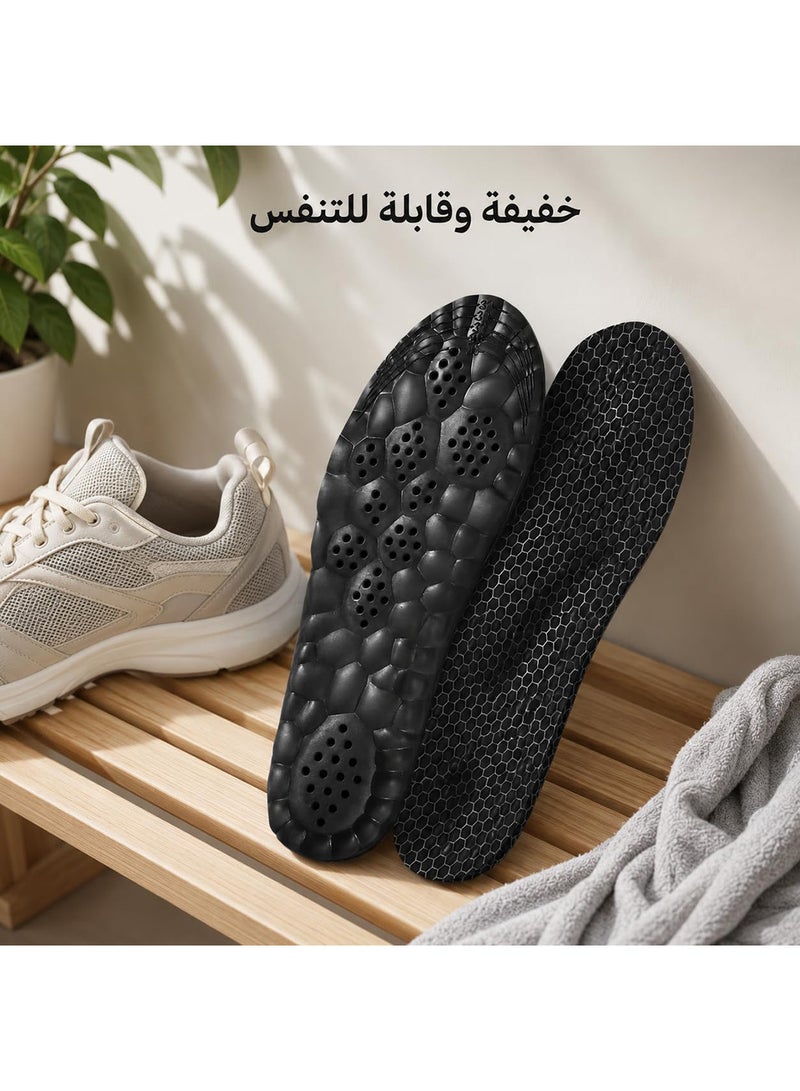 Tishta Medical Silicone Insole for Men - Memory Foam with Massage Pads and Ventilation - Cut-to-Size (41-46) - (Black-Black) - (1 Pair) - Image 3