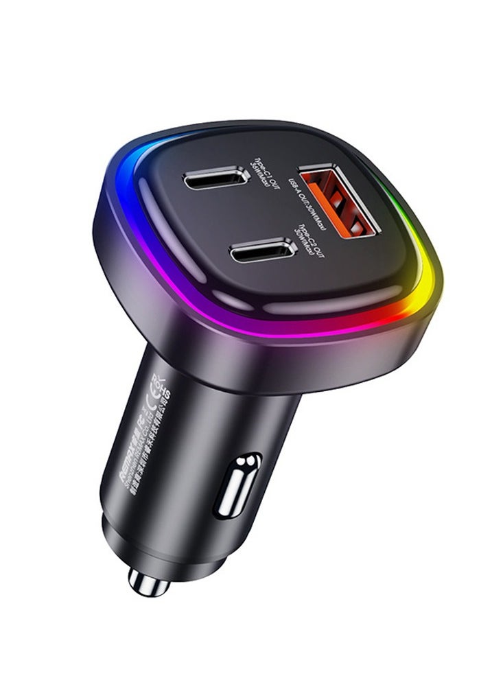 REMAX Fast Car Charger 3 Ports 66W PD+QC Zinc Alloy Black  - Image 1