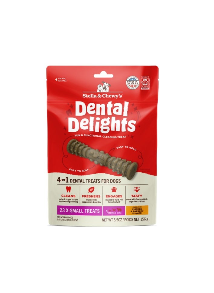 Stella & Chewys Stella & Chewys Dental Delights Extra Small 23 ct, Stella & Chewys dental treat, best dental treat, dog dental treat, freeze dried chicken treat, dog treat, dental treats for dogs, dog treat for bad breath, dog breath treat  - Image 1