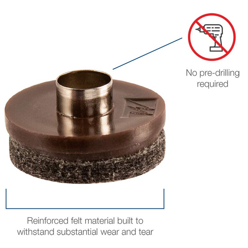 Soft Touch Nail-On Heavy Duty Felt Pads for Wood Furniture and Hard Floor Surfaces – Protect your Hard Floor Surfaces from Scratches, 7/8” Round Furniture Protectors, Walnut Brown (8 Pieces) - Image 2