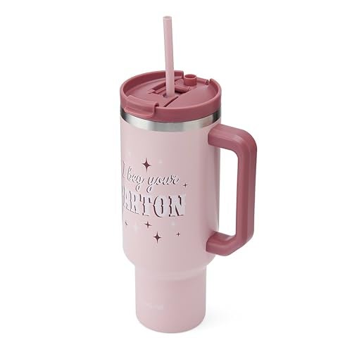 Dolly Parton Tumbler With Handle, Double Wall Vacuum Insulated Stainless Steel With Straw Lid, Cold For Up To 24 Hours Or Hot For Up To 8 Hours, 40 Ounce, Pink - Image 5