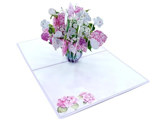 Teabug Cards Pink Hydrangea Bouquet Pop Up Card, 3D Blooming Love Greeting Card for Birthday, Mothers Day, Valentines Day, Anniversary, Thinking of You, All Occassions by Teabug Cards - Image 5
