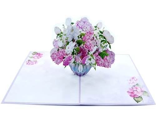 Teabug Cards Pink Hydrangea Bouquet Pop Up Card, 3D Blooming Love Greeting Card for Birthday, Mothers Day, Valentines Day, Anniversary, Thinking of You, All Occassions by Teabug Cards - Image 4