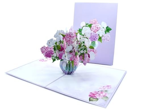 Teabug Cards Pink Hydrangea Bouquet Pop Up Card, 3D Blooming Love Greeting Card for Birthday, Mothers Day, Valentines Day, Anniversary, Thinking of You, All Occassions by Teabug Cards - Image 2