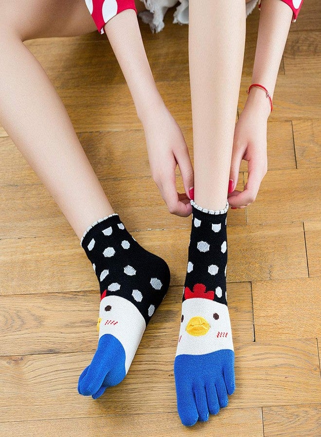 Caidienu Toe Socks Women Five Finger Socks Cotton Breathable Toe Socks for Women Running Toe Socks with Reinforced Heels and Toes - Image 3