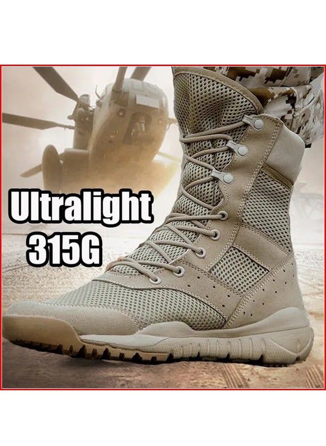 Generic - 1-Pair Ultra Light Waterproof Fabric Breathable Combat Boots,Men's Outdoor Desert Boots Shoes,Mesh Light Military Fans Shoes - Image 1