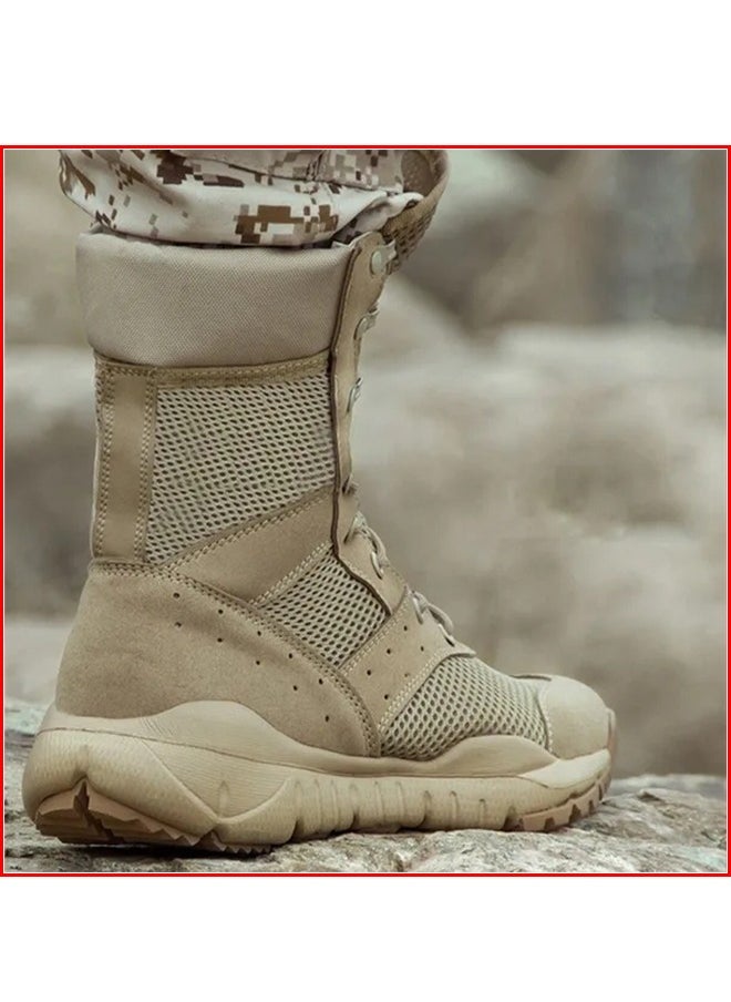 Generic - 1-Pair Ultra Light Waterproof Fabric Breathable Combat Boots,Men's Outdoor Desert Boots Shoes,Mesh Light Military Fans Shoes - Image 1