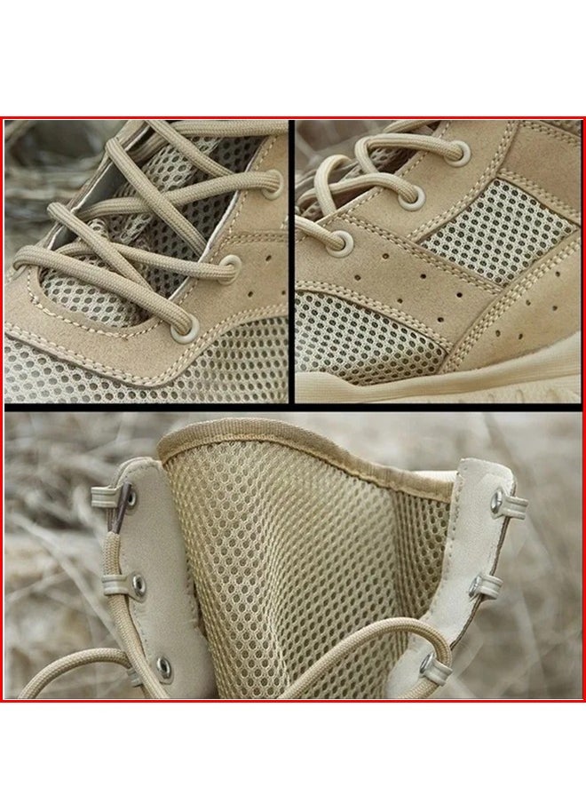 Generic - 1-Pair Ultra Light Waterproof Fabric Breathable Combat Boots,Men's Outdoor Desert Boots Shoes,Mesh Light Military Fans Shoes - Image 1