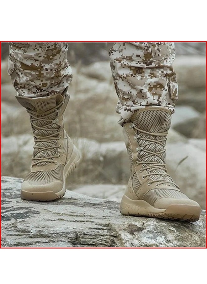 Generic - 1-Pair Ultra Light Waterproof Fabric Breathable Combat Boots,Men's Outdoor Desert Boots Shoes,Mesh Light Military Fans Shoes - Image 1