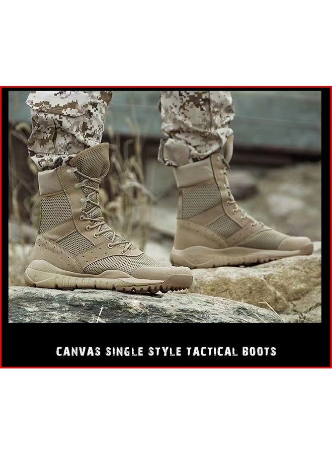 Generic - 1-Pair Ultra Light Waterproof Fabric Breathable Combat Boots,Men's Outdoor Desert Boots Shoes,Mesh Light Military Fans Shoes - Image 1