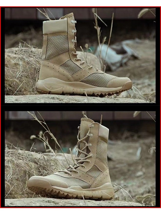 Generic - 1-Pair Ultra Light Waterproof Fabric Breathable Combat Boots,Men's Outdoor Desert Boots Shoes,Mesh Light Military Fans Shoes - Image 1