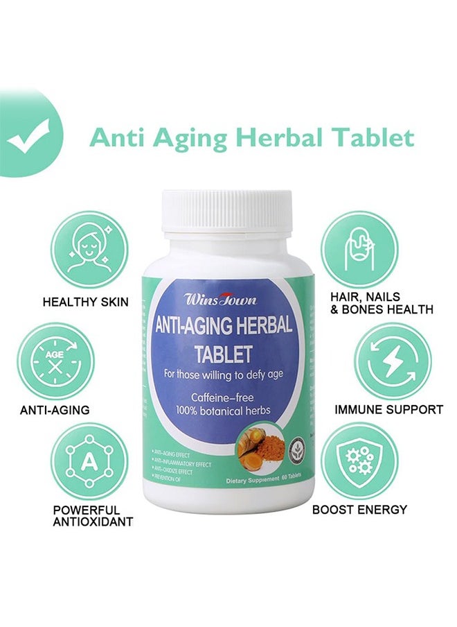 Wins Town - Anti Aging Herbal Tablet, Natural Amino Acid Supplement for Longevity, Supports Skin, Hair, Nails, Bones, Immune Health, 60 Tablets - Image 1